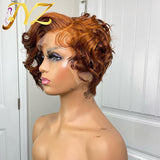 180% Brazilian Curly Ginger Orange Lace Front Wig Ombre Short Hair Honey Wig Bob 13x4 Curly Colored Human Hair Wig Pixie Cut Wig