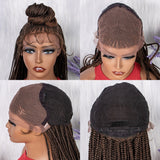 ***sale 28 Inches Synthetic Black Box Braided Lace Front Wigs With Baby Hair Natural Knotless Braiding Wig