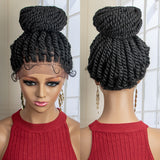 Synthetic Lace Front Braided Wigs Bun Braided Wigs Braid  With Baby Hair Lace Front Bun Wigs Braids