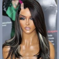 Highlights Platinum Blonde V Part Wigs 100% Human Hair Wig Unprocessed Virgin Ombre Grey Gray Bone Straight Peruvian Upart