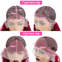 99J Burgundy Transparent Deep Wave Lace Frontal Wig 13x4 Red Color Brazilian Remy T Part Wig Curly Human Hair Wigs