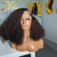 13x4 Afro Kinky Curly Lace Front Human Hair Wigs Lace Frontal Wig Curly Human Hair Remy Brazilian Side Part Pre-Plucked