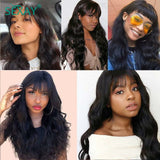 Bangs Wig Human Hair Brazilian Body Wave Hair 180 Density 10-24 Inch Glueless Human Hair Wigs With Bang Wig