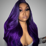 Purple 613 Colored 13x6 Transparent Lace Frontal Wigs Human Hair Wig Brazilian Remy Hair Glueless Full Lace Wigs