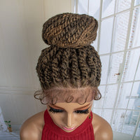Synthetic Lace Front Braided Wigs Bun Braided Wigs Braid  With Baby Hair Lace Front Bun Wigs Braids