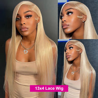 30 32 Inch 613 Blonde Straight Brazilian Remy Colored Glueless 13x4 Lace Front Human Hair Wigs *****SALE