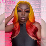 30 Inch Orange Ombre Lace Frontal Wig 13x4 Fire Ombre Wig Human Hair Glueless HD Transparent Lace With Baby Hair Remy