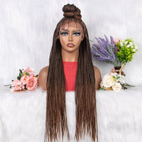 ***sale 28 Inches Synthetic Black Box Braided Lace Front Wigs With Baby Hair Natural Knotless Braiding Wig