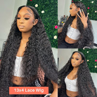 Brazilian 30 40 Inch Transparent 13x4 Curly Lace Front Human Hair Wigs 250 Density 13x6 Deep Wave Frontal Wig Remy - Divine Diva Beauty