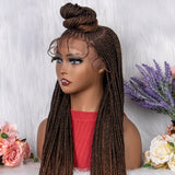 ***sale 28 Inches Synthetic Black Box Braided Lace Front Wigs With Baby Hair Natural Knotless Braiding Wig