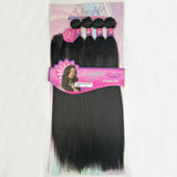Yaki Straight Heat Resistant Fiber Natural Color Soft Synthetic Packet Hair With Free Machine Closure Yaki 4pcs