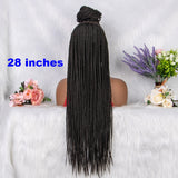 28 Inches Synthetic Black Box Braided Lace Front Wigs With Baby Hair Natural Knotless Braiding Wig