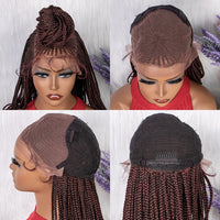 ***sale 28 Inches Synthetic Black Box Braided Lace Front Wigs With Baby Hair Natural Knotless Braiding Wig