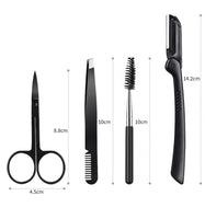 Black Eyebrow Trimming Scissors Stainless Steel Tweezers Eyebrow Scraping Eyebrow Comb Razor Eyebrow Clip Makeup Tools Sets - Divine Diva Beauty