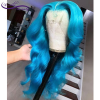 Blue Colored  #613 Lace Front Human Hair Glueless 13x4 Transparent Swiss Lace Front Wigs 180% Wave Human Hair - Divine Diva Beauty
