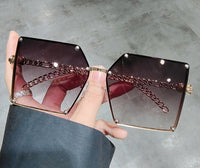 Oversized glasses Women Vintage Alloy Chain Rivet Square Eyeglasses