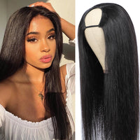 Brazilian Bone Straight U Part Wig Human Hair with Clips