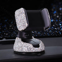 Crystal Rhinestones 360 Degree Car Phone Holder for Car Dashboard Auto Windows and Air Vent Universal Car Mobile Phone Holder - Divine Diva Beauty