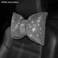 Diamond Crystal Bowknot Car Neck Pillow Rhinestone Auto Headrest Seat Support Waist Pillows Bling Car Accessories for Women - Divine Diva Beauty