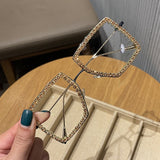 square sunglasses metal frame oversize glasses