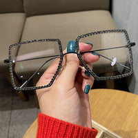 square sunglasses metal frame oversize glasses