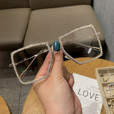 square sunglasses metal frame oversize glasses