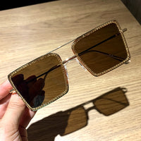 square sunglasses metal frame oversize glasses