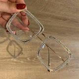 square sunglasses metal frame oversize glasses