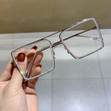 square sunglasses metal frame oversize glasses