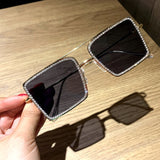 square sunglasses metal frame oversize glasses