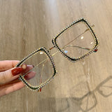 square sunglasses metal frame oversize glasses