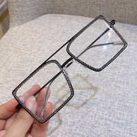 square sunglasses metal frame oversize glasses