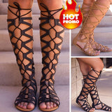 Roman Gladiator Bandage Sandals Women Knee High