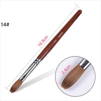 Sable Acrylic Brush UV Gel Carving Pen Brush Liquid Powder DIY Nail Drawing Flat Round Red Wood Nail Art Brush