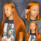 Straight 13x4 Human Hair Wigs Ginger Orange Lace Front Wig Bone Straight Lace Frontal Wig Brazilian Remy T Part Hair