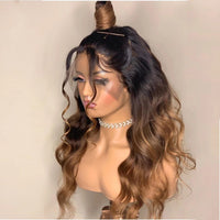 360 Lace Body Wave Ombre Human Hair Lace Front Wigs 180Density 3 Tone Colors Brown Blonde Indian Remy Hair Wigs