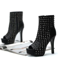 Peep Toe Metal Rivets Studs Boots