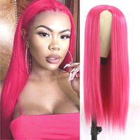 Lace Wigs Long Straight Hair  Lime Green Color Wigs  Women Synthetic Lace Wigs with Natural Hairline