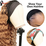 1B 27 Deep Wave Headband Wigs Ombre Highlight Headband Wig Human Hair Curly Human Hair Wig  24 26 Inch