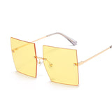 Vintage Square Sunglasses Women Luxury Oversized Rimless Sun Glasses