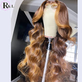 Highlight Ombre Color Body Wave Lace Front Human Hair Wigs Brazilian Remy Hair Lace Wigs Middle Part Pre-Plucked