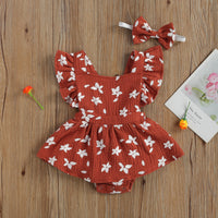 Newborn Infant Princess Girl Heart Print Ruffles Sleeve outfit bby