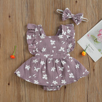 Newborn Infant Princess Girl Heart Print Ruffles Sleeve outfit bby