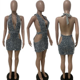Luxurious Sequin Halter Mini Dress