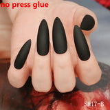 24pcs Long Stiletto Fake Nails Punk Snake Pattern Black White Matte False Nails Artificial Full Nail Tips Manicure