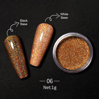 Reflective Glitter Nail Powder Green Red Holographic Nail Art Dust Shinning Chrome Pigment DIY Manicures Decoration