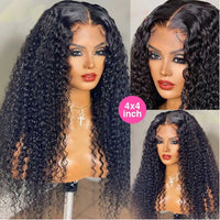 30 Inch Deep Wave Frontal Wig Wet And Wavy Deep Curly Lace Front Human Hair Wigs 4x4 Deep Wave Closure Wig HD Lace Frontal Wig - Divine Diva Beauty