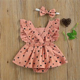 Newborn Infant Princess Girl Heart Print Ruffles Sleeve outfit bby