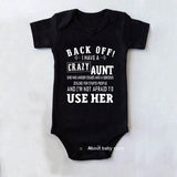 Back Off I Have A Crazy Aunt Printed Infant Boys Girls Onesie bby