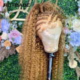 Honey Blonde highlight 27 Color Kinky Curly 13x6 Lace Front Wigs  Human Hair 30 32 Inch Transparent Lace Frontal Wig 180 Density